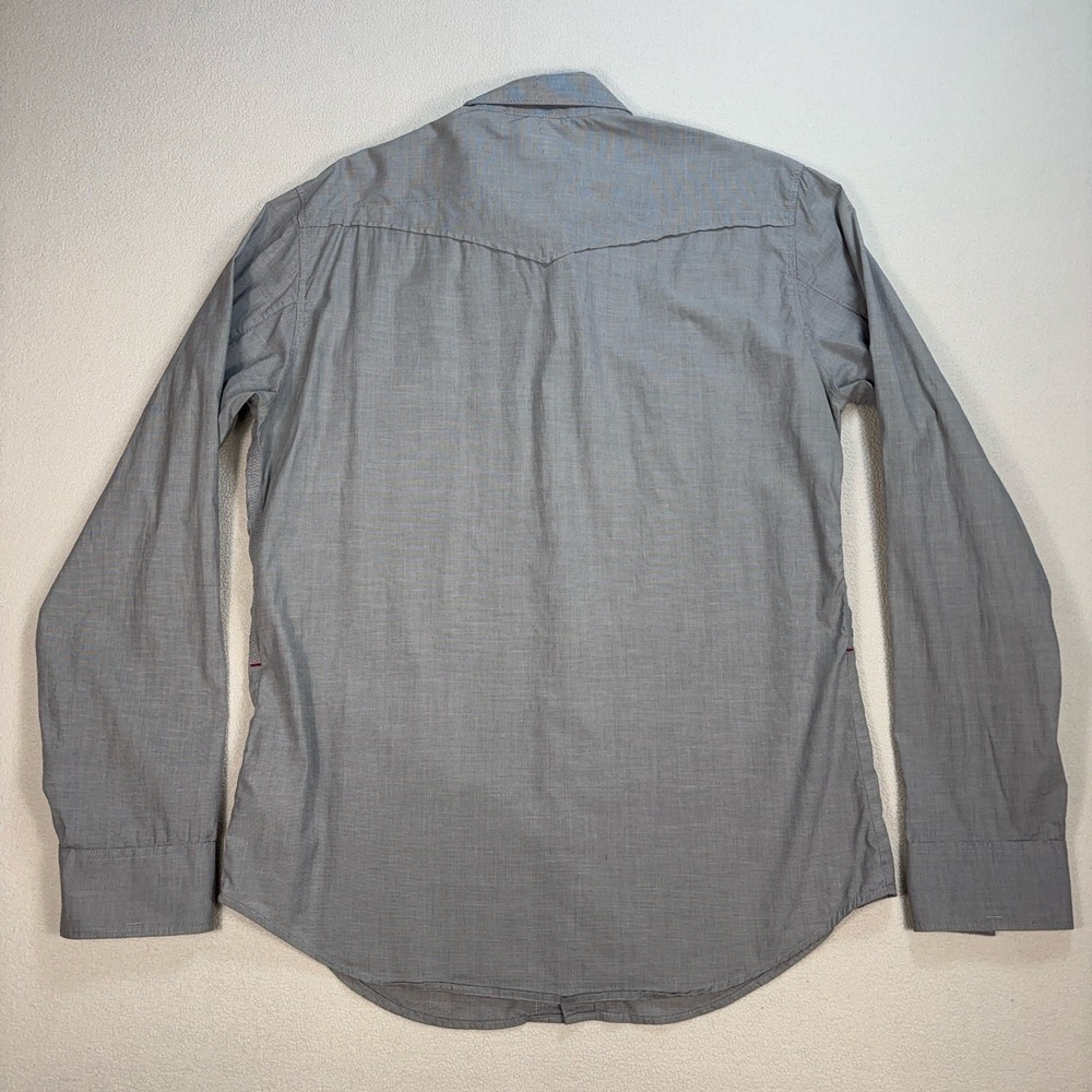 G-Star‎ Raw Western Shirt Men's L Gray Flap Pocket Pearl Snap Stretch Button Up - Picture 2 of 16